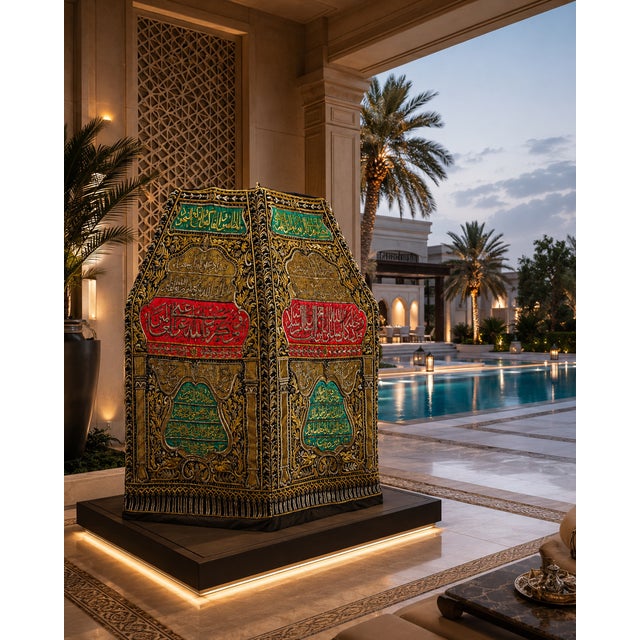 Textile Ottoman Metal-Thread Embroidered Maqam Ibrahim, Egypt, Dated 1327 Ah / 1909 Ad For Sale - Image 7 of 7