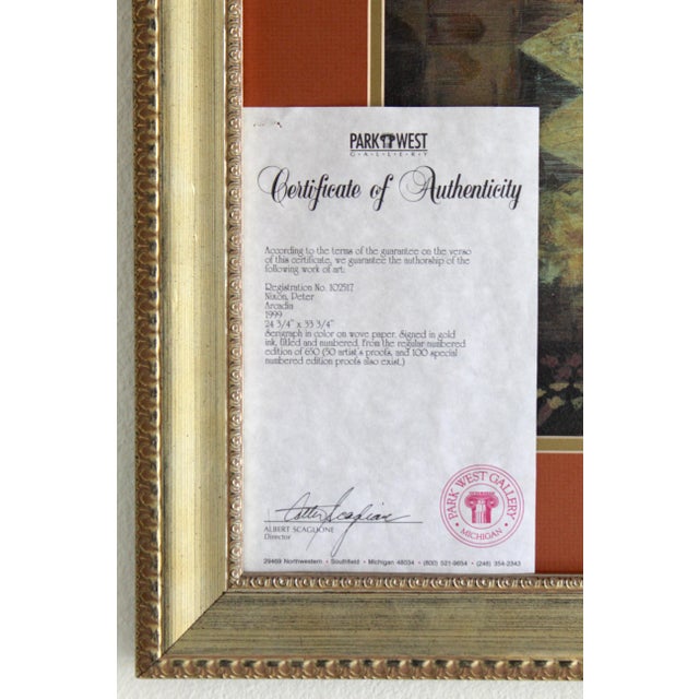 Peter Nixon “Arcadia” Signed Limited Edition Serigraph – Custom Gold Frame With Coa For Sale - Image 12 of 15