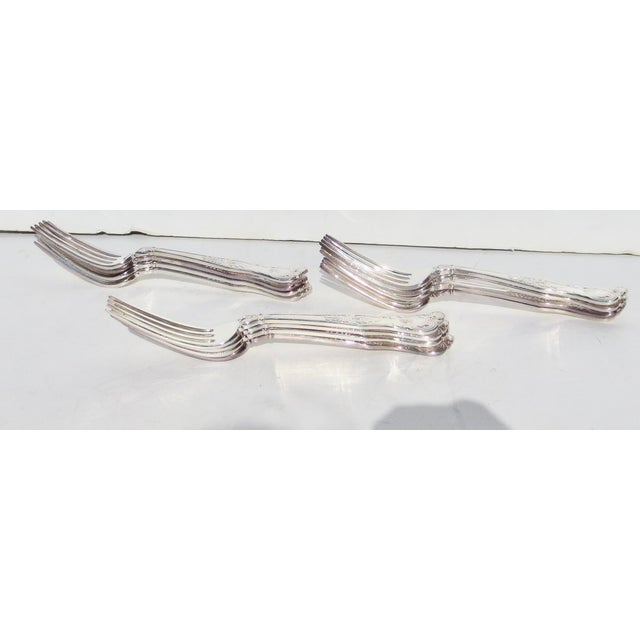 Mid 20th Century Mid 20th Century Tiffany & Co English King Pattern Forks Silver Plate - Set of 12 For Sale - Image 5 of 8