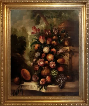 Lorenzo Renzi, Still Life of Flowers, Italian School, Italy, Oil on Canvas, Framed