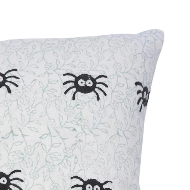Art Deco Fabdivine Spider Handmade Block Print Pillow Cover for Halloween Decor Size-14x20 For Sale - Image 3 of 6