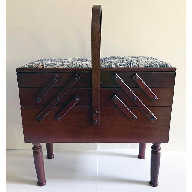 1970s Expandable Sewing Basket For Sale - Image 4 of 10