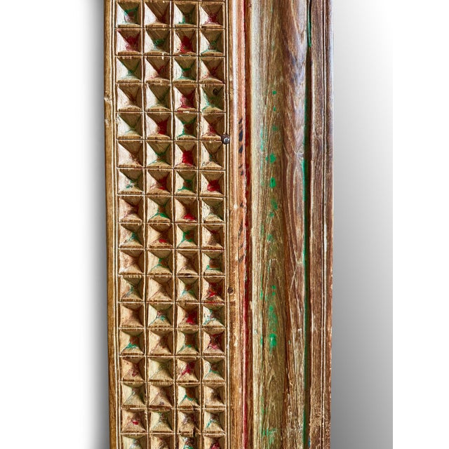 Vintage Original Indian Carved Wood Full Length Mirror For Sale In Los Angeles - Image 6 of 6