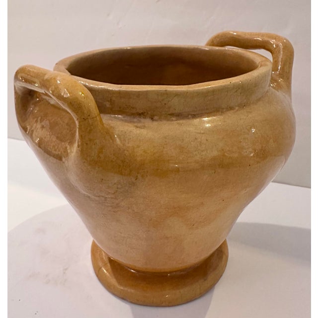 Vintage Ochre Glazed Ceramic Urn With Handles For Sale - Image 4 of 7