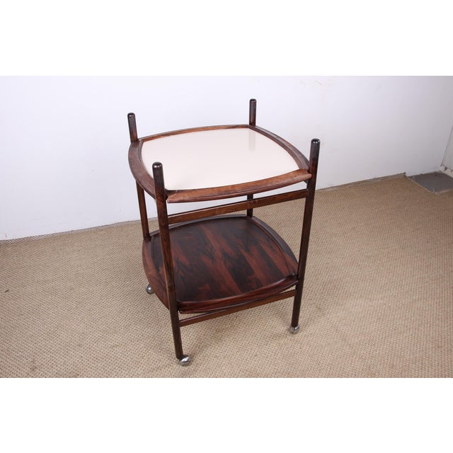 Brazilian Serving Trolley with 2 Reversible Rosewood Trays by Jorge Jabour Mauad and Osires Meale Cunha for Móveis Cantù, 196. For Sale - Image 3 of 18