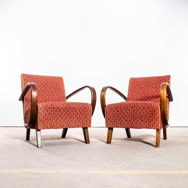 Armchair in Geometric Jacquard Fabric by Jindrich Halabala, 1950s For Sale - Image 4 of 12