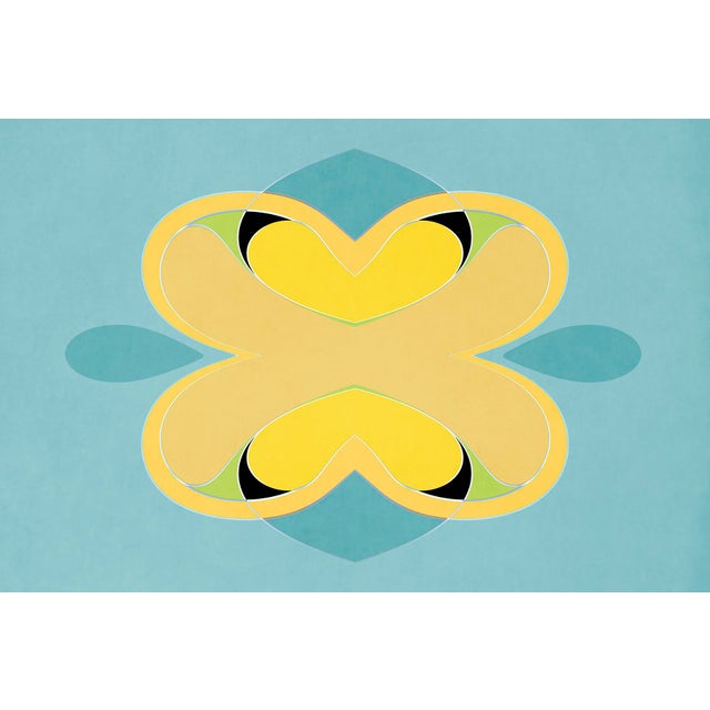 Mid-Century Modern Abstract Geometric Art Prints Diptych "Zen Motif Blue" 2pc Set by Angela Cameron For Sale - Image 3 of 4