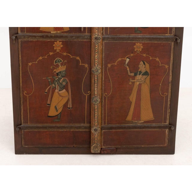 Mid 20th Century Indian Paint-Decorated Two-Door Cabinet For Sale - Image 5 of 9
