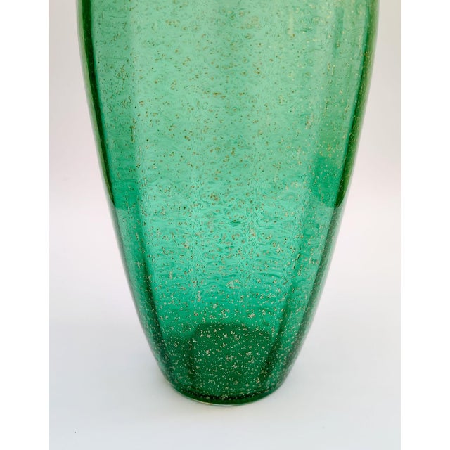 Green Murano Glass Vase with Silver Leaf from Ca dei Vetrai, 1980s For Sale - Image 4 of 8