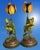 Metal Vintage Whimsical Pair of Bronze and Tole Frogs & Flower Candlesticks. For Sale - Image 7 of 7