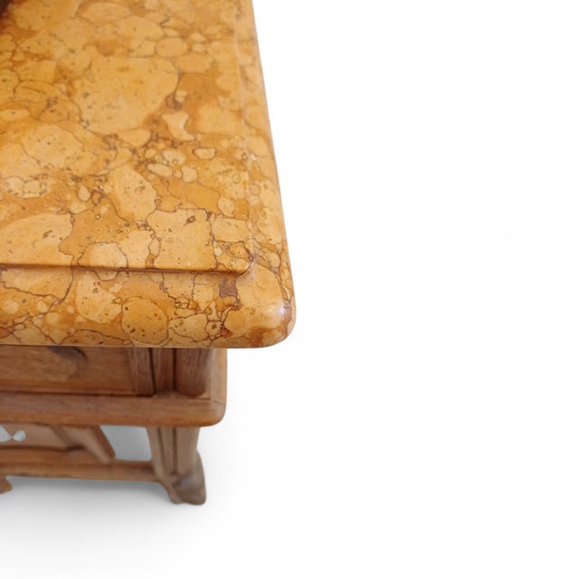 Brown Louis XVI French Nightstand with White Marble Top, 1940s For Sale - Image 8 of 13
