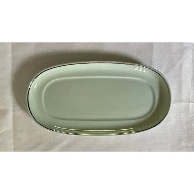 Ceramic 1950s Pale Green Salt & Pepper Shakers With Tray For Sale - Image 7 of 9