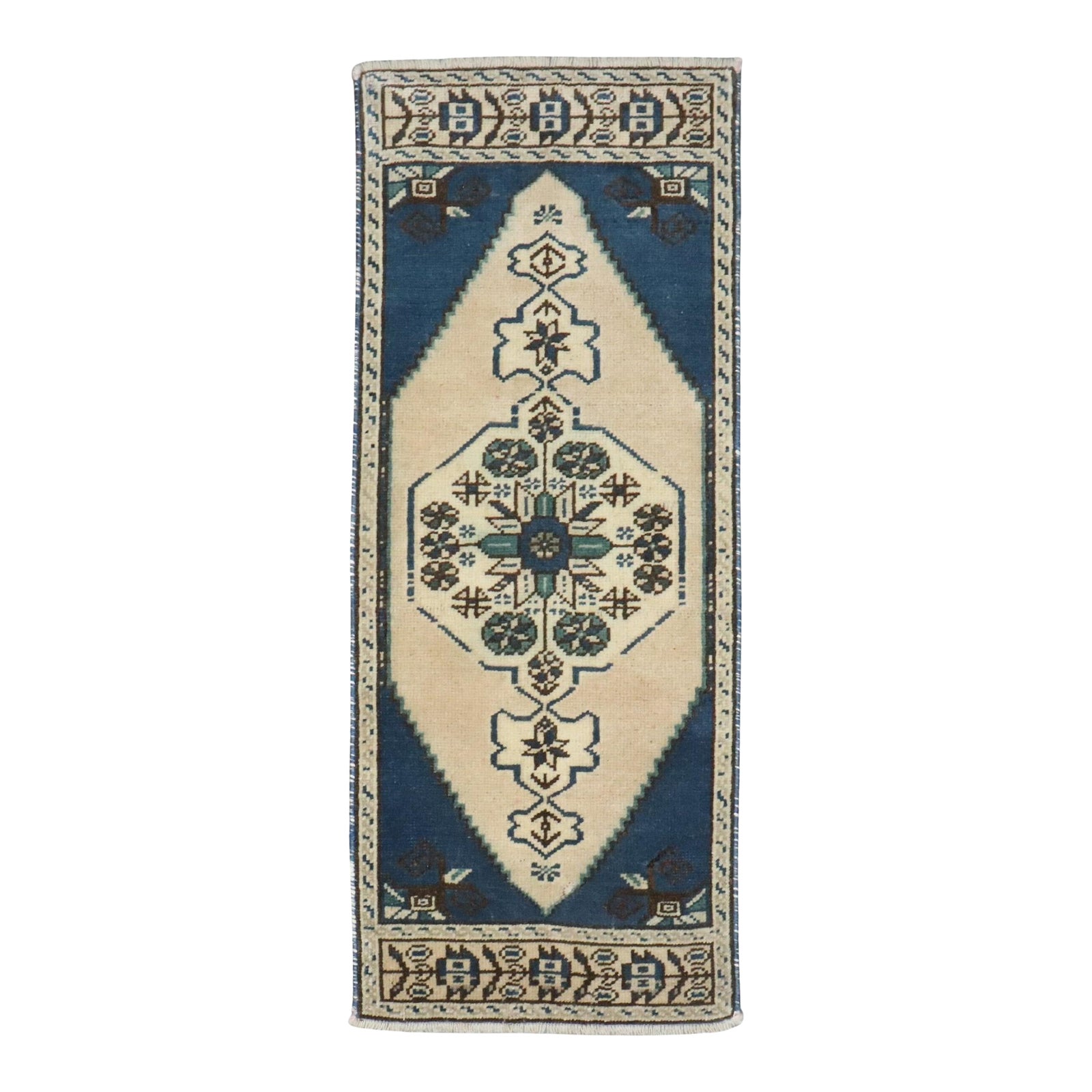 Vintage Zabihi Collection Turkish Mini Rug | Chairish