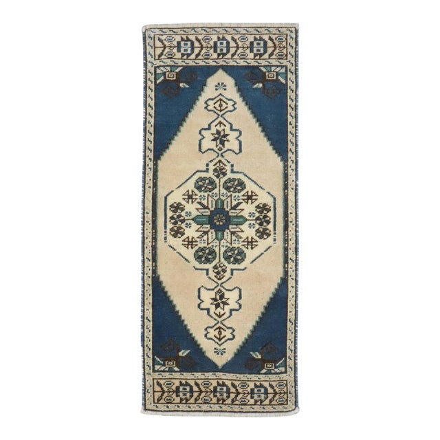 Vintage Zabihi Collection Turkish Mini Rug - 1'4" x 3'2" For Sale