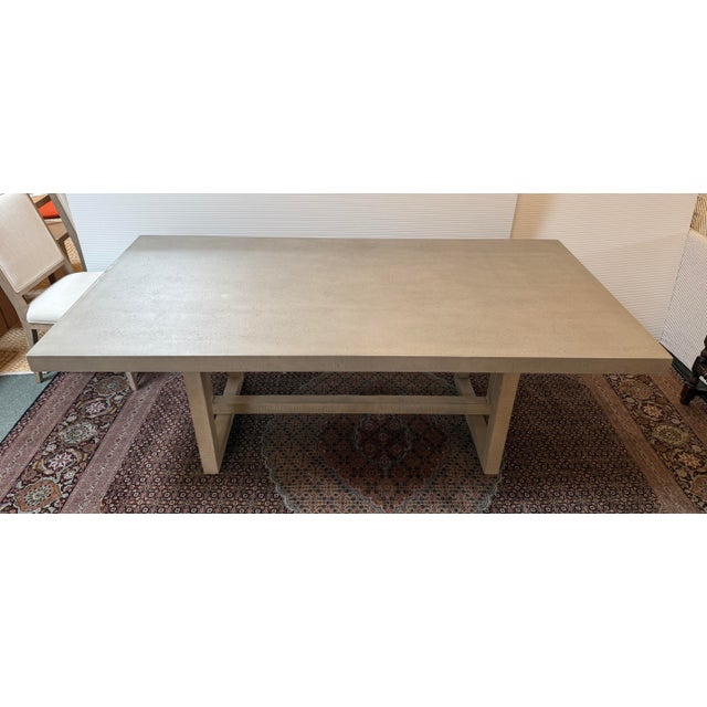 2020s Restoration Hardware Heston Dining Table + Eight Linen Dining Chairs, Set For Sale - Image 5 of 12