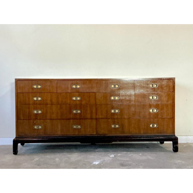 Brown Vintage Boho Michael Taylor for Henredon Locked Rings Dresser For Sale - Image 8 of 11