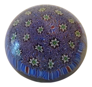 Vintage Millefiori Blue Murano Blown Glass Paperweight