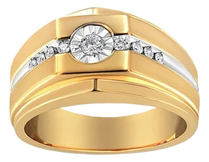 14K Yellow Gold Plated .925 Sterling Silver Miracle-Set 1/5 Cttw Diamond Men's Band Ring (I-J Color, I3 Clarity) - Size 11