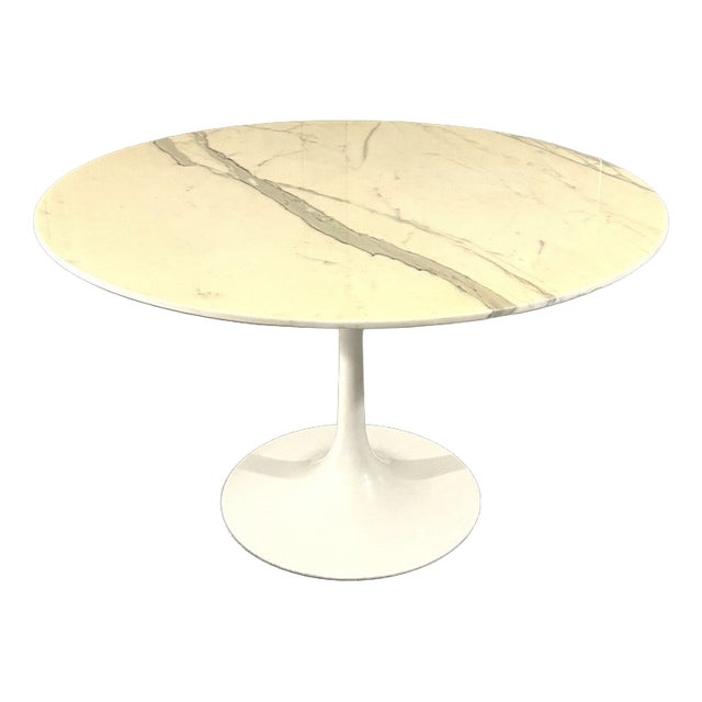 Round Marble Dining Table with Tulip Foot, 1960s For Sale
