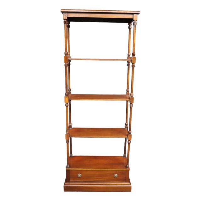 Baker Mahogany Etagere With Drawer For Sale