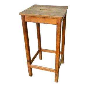 Early 1900s French Pine Train Station Stool