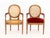 Wood Pair of Louis XVI Style Red Velvet Upholstered Cane Paneled Walnut Fauteuils For Sale - Image 7 of 13