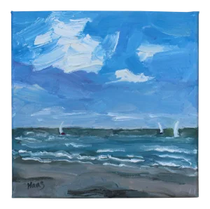 Sailboats at the Beach (Original Oil Painting)
