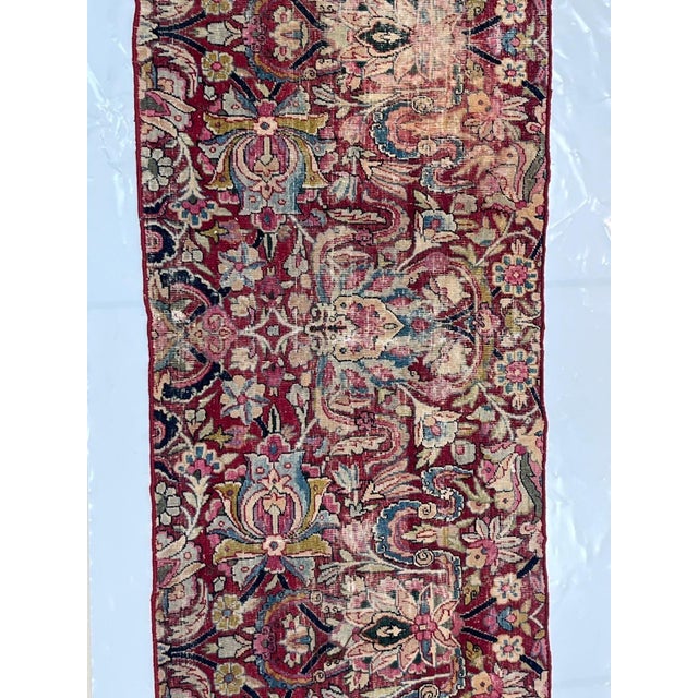 Wool pile genuine hand made antique Persian Lavar Kerman runner-
