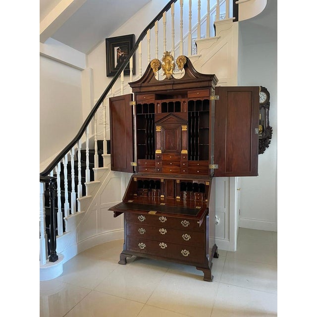 1920s Chippendale Mahogany Bureau Bookcase, 1920s For Sale - Image 5 of 18
