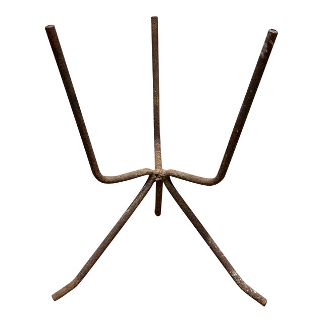 1950s Sculptural Midcentury Rusty Tripod Planter Pedestal Stand For Sale