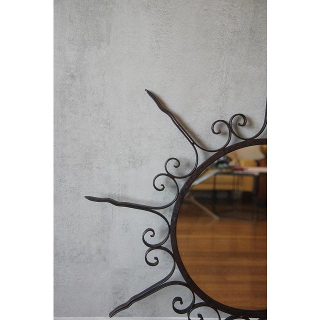1960s French Vallauris Wrought Iron Sunburnt Mirror, Circa 1960 For Sale - Image 5 of 5