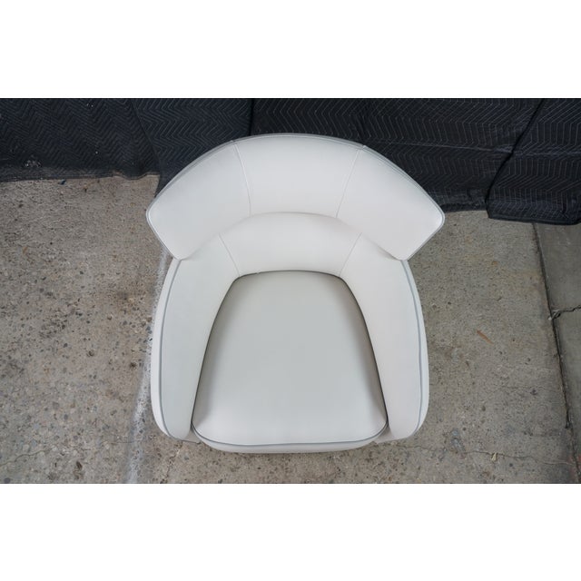 Late 20th Century Alberta Italian Modern Leather Mina Swivel Armchair Library Club Reading Chair For Sale - Image 5 of 18