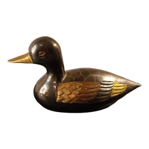 Vintage Carved Brass Duck Figurine