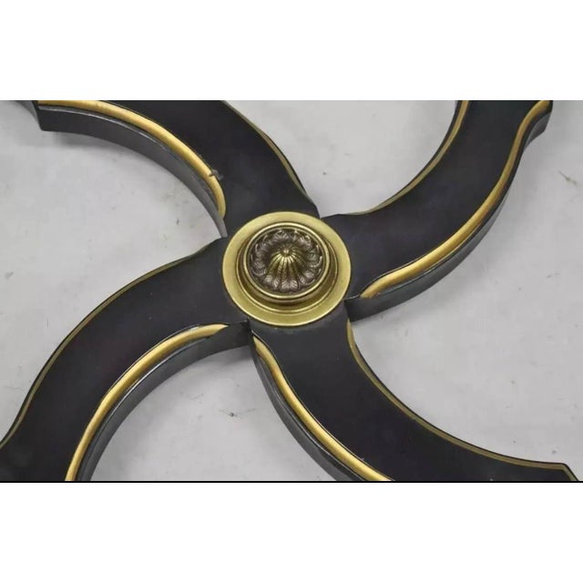 Vintage Italian Hollywood Regency Style Black and Gold Glass Top Coffee Table by Weiman For Sale - Image 6 of 7