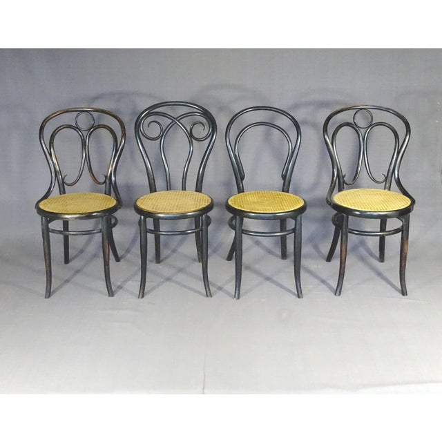 Late 19th Century Empire Black Chairs from Kohn, 1885, Set of 4 For Sale - Image 5 of 9