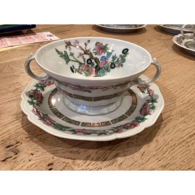 1950s Set of 6 Limoges Soup Cups W/Chinoiserie Decor For Sale - Image 9 of 9