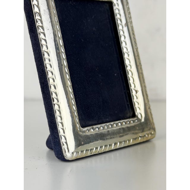 Metal Vintage Italian Sterling Silver Photo Frame with Classic Beaded Border, 1950s For Sale - Image 7 of 13