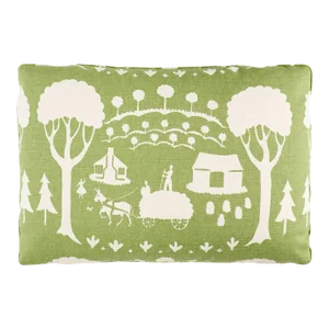 Schumacher Farm Scene Pillow 20" x 14" in Green