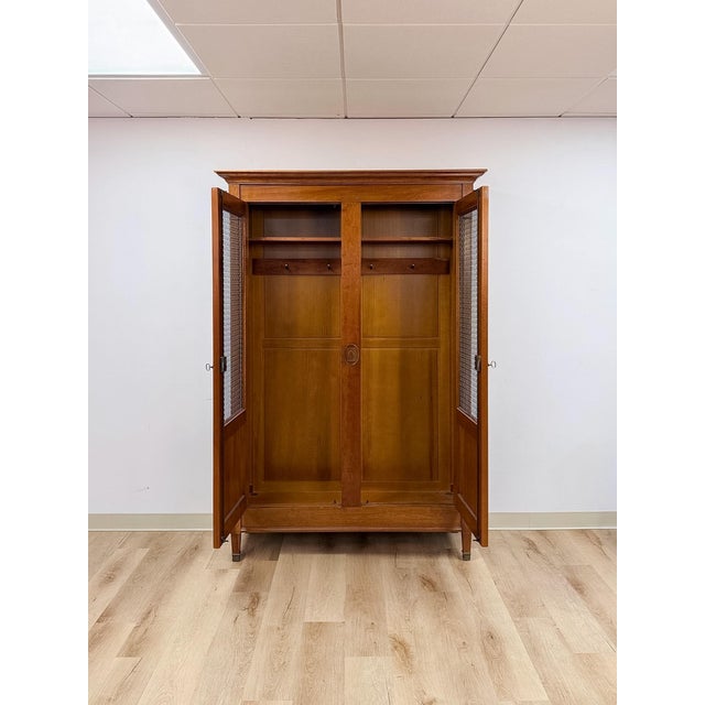 Brown Vintage Wardrobe Grange French Antique Style Locking Bronze Dowel Armoire For Sale - Image 8 of 14