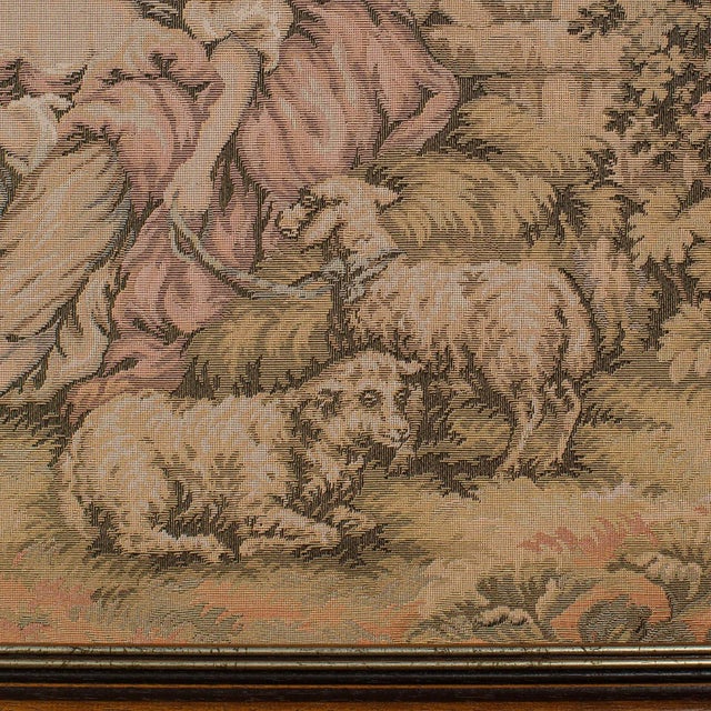 Brown 1920s Small Antique Continental Needlepoint Tapestry For Sale - Image 8 of 11