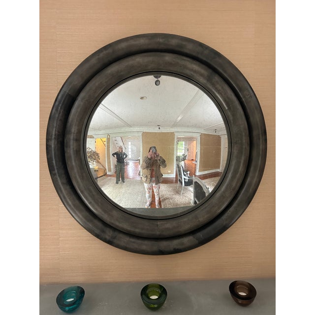 Gray Monumental Dark Grey Chunky Round Mirror by Julian Chichester For Sale - Image 8 of 10