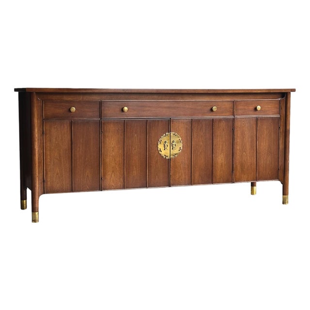 Mid-Century Modern Heritage Collection Walnut and Brass Sideboard For Sale