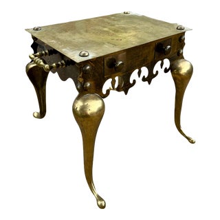 Antique Victorian English Brass Footman Fireplace Hearth Coachmen’s Footstool For Sale