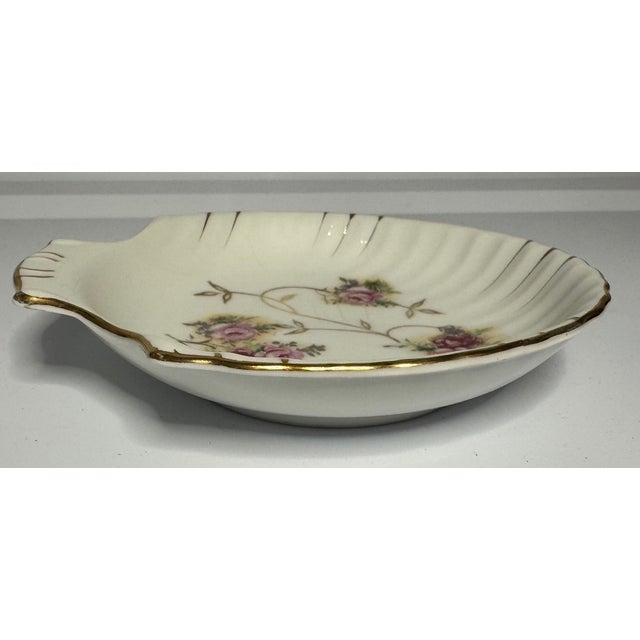 Ceramic Antique Royal Bayreuth Porcelain Floral Dish – Hand Painted Roses, Gilt Trim, Germany For Sale - Image 7 of 8