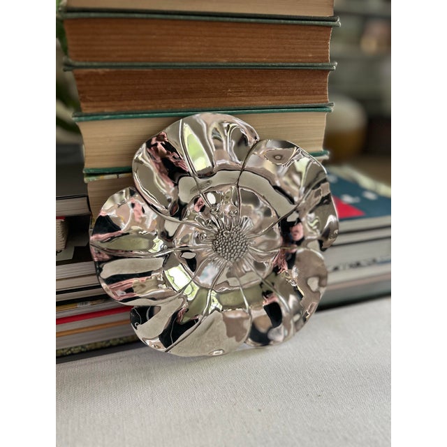 International Silver Vintage Silverplate Flower Catchall Dish For Sale - Image 4 of 11