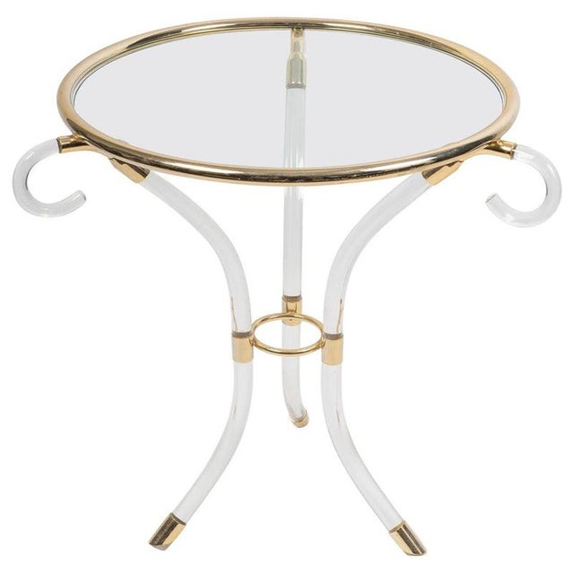 Glass Acrylic and Glass Pedestal Table, 1980s For Sale - Image 7 of 7