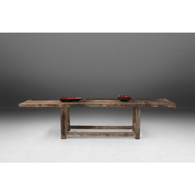 Industrial Oak Workbench with Exceptional Patina, Belgium, 1850 For Sale - Image 15 of 18