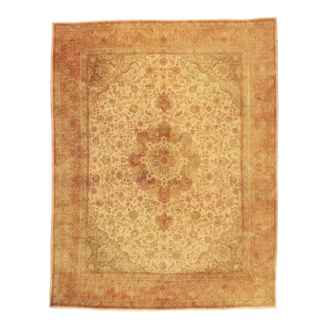 Vintage Persian Tabriz Rug - 09'08 X 12'07 For Sale