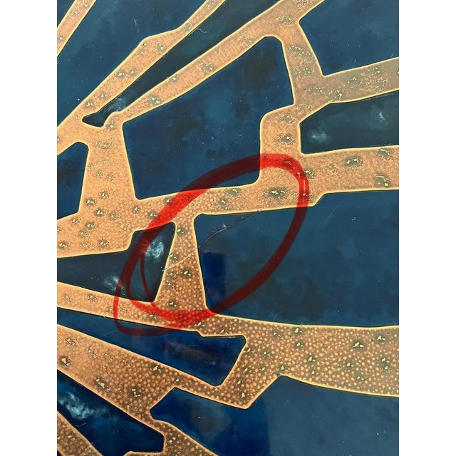 Metal Vintage Coffee Table in Enamel and Copper, 1960s For Sale - Image 7 of 12