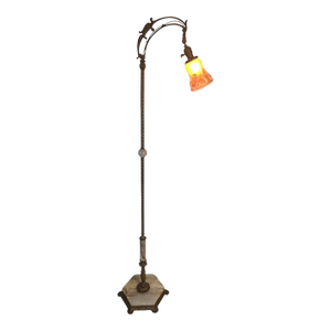 1920s Marble Floor Lamp With Hexagonal Base